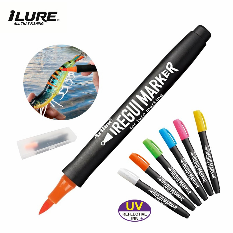 Fishing Lure Making Kit - 新しい釣り道具 UV蛍光塗料ペン ソフトハードルアー用 イカ餌マーキング 釣り針 スパンコール