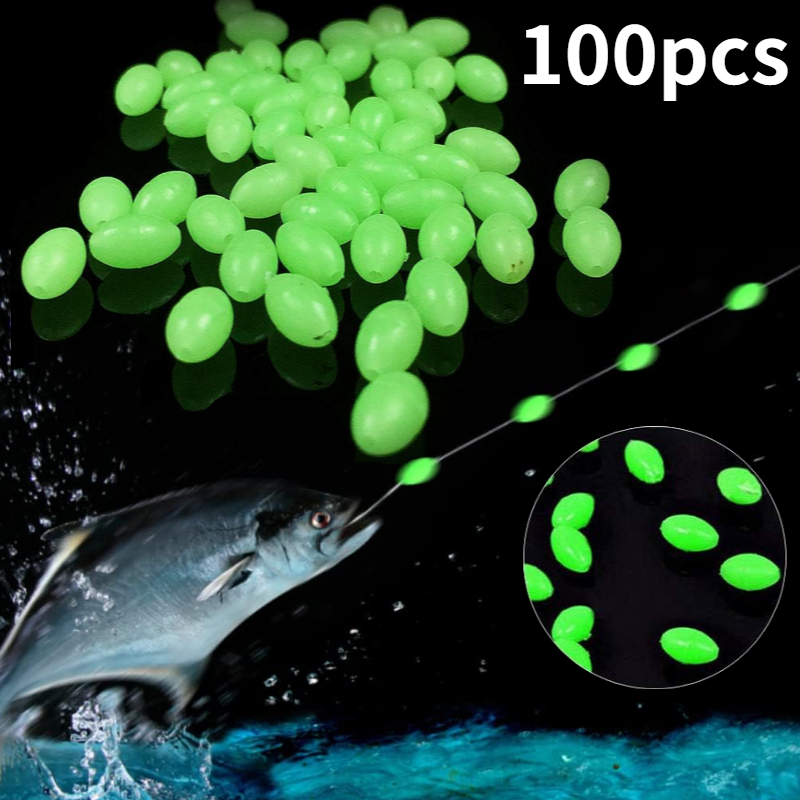 Fishing Lure Making Kit - 100 ピース/ロットオーバルナイト発光釣りビーズ光る海釣りルアー餌フローティングビーズ釣具ツールリグ 4/5/6/8 ミリメートル