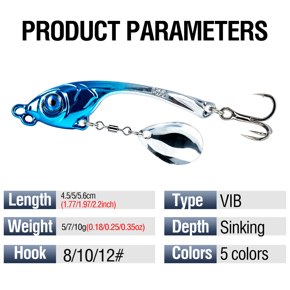 10個入り/箱 ダブルホールメタルVIBルアー 5g 7g  - Fishing Lure Spinner のレビューと価格